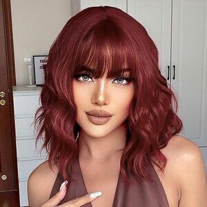 Women's 118 Short Wavy Hair Pastel Bob Shoulder Length Synthetic Hair Wigs